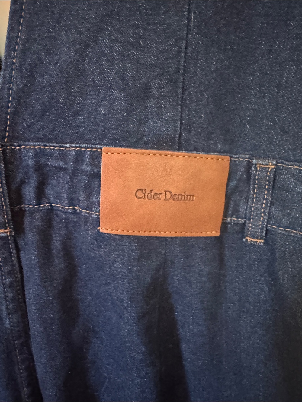 Women's Deep Indigo Denim Jumpsuit - Wide Leg - Picture 5 of 6
